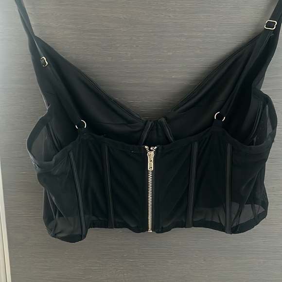 Black silk & mesh corset bustier top size S - Picture 2 of 3